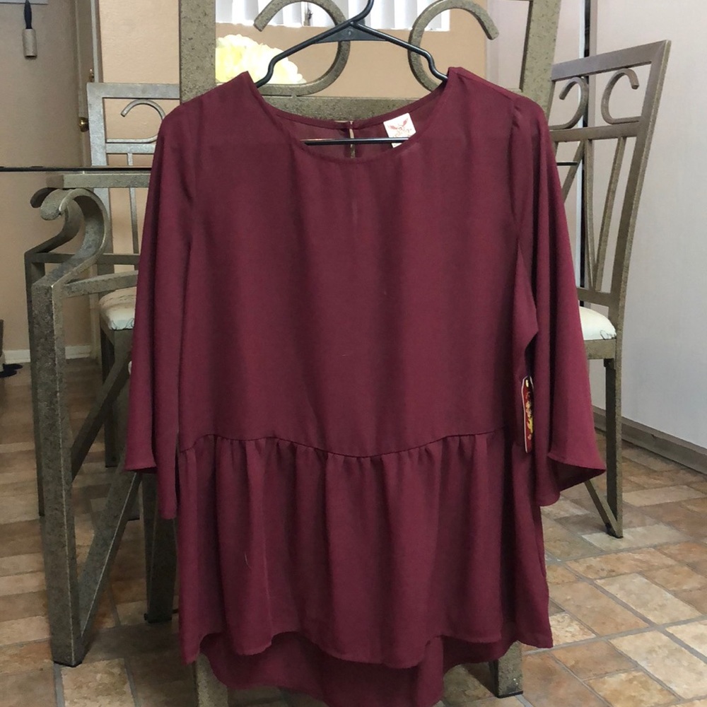 Burgundy peplum top
